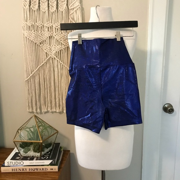 American Apparel Pants - American Apparel Sparkly Blue High Waisted Shorts